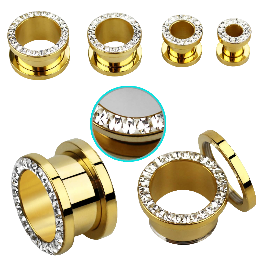 Túnel de circonita con revestimiento PVD color oro – Acero quirúrgico