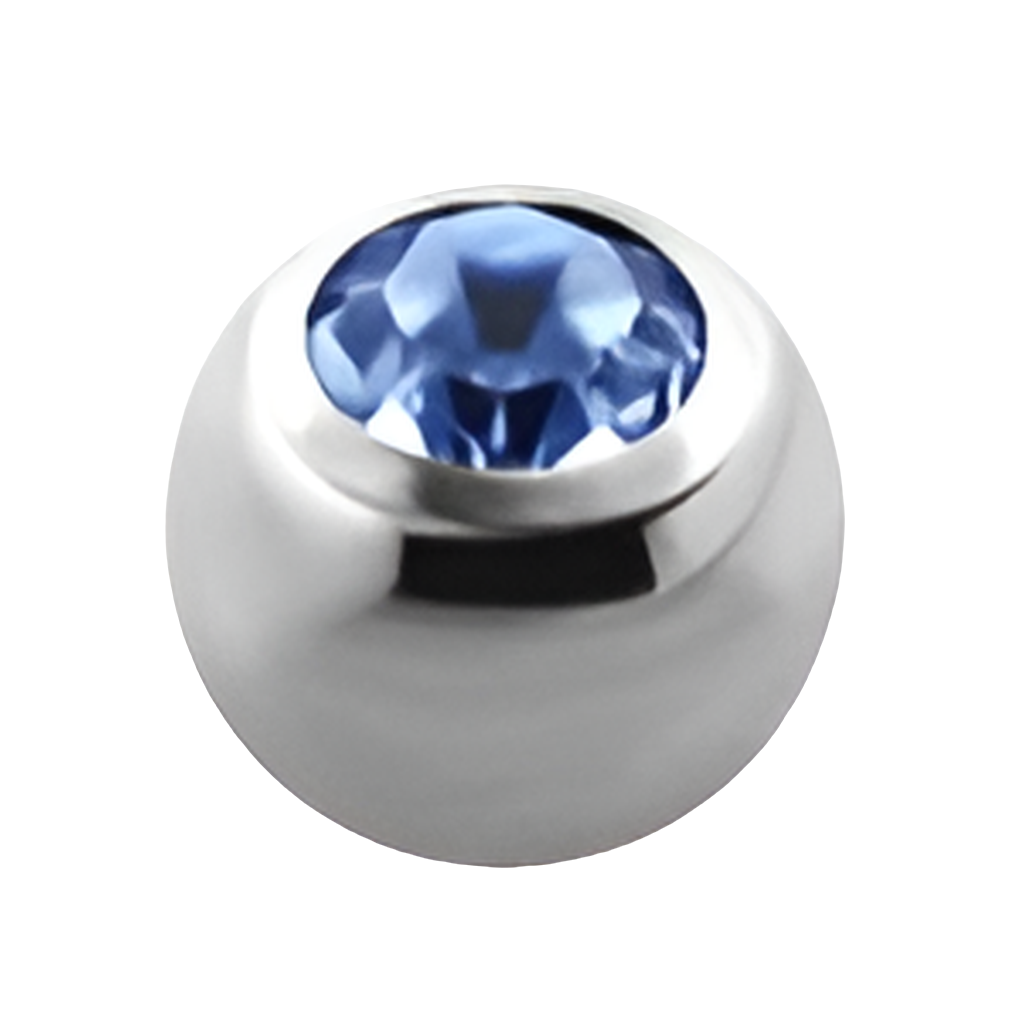 Labret met blauwe kristallen baltop – zilverkleurig chirurgisch staal