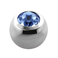 Labret met blauwe kristallen baltop – zilverkleurig chirurgisch staal