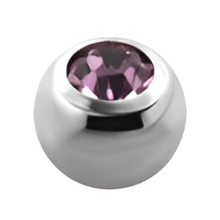 Labret met violet kristallen baltop – zilverkleurig chirurgisch staal