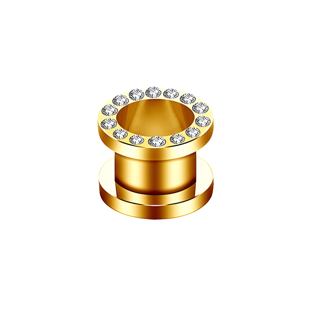 Piercing túnel de circonita dorada – Acero quirúrgico