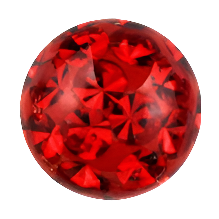 Zilverkleurige labret met rode kristallen bal van chirurgisch staal