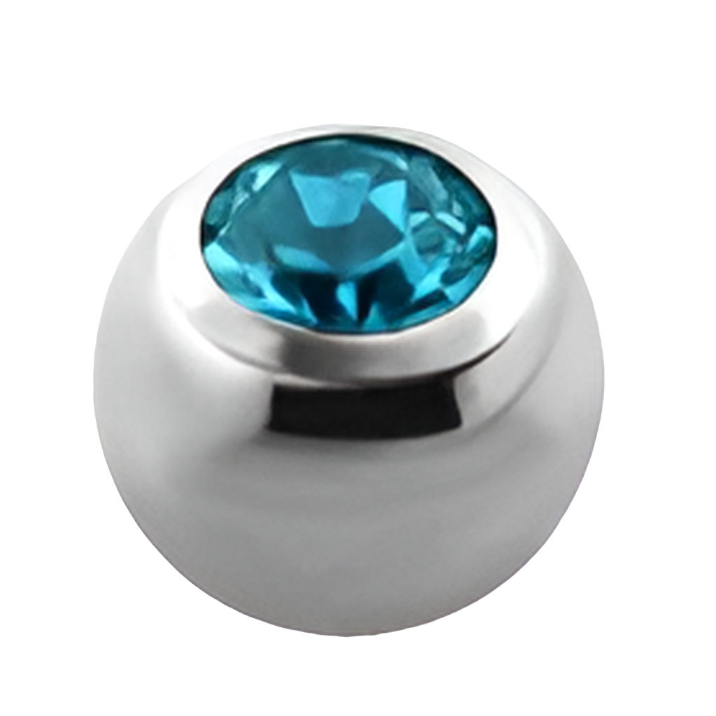 Labret met turquoise kristallen baltop – zilverkleurig chirurgisch staal