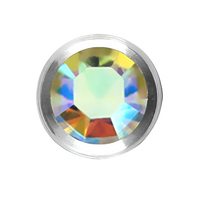 Zilverkleurige labret met groot ABclear kristal van chirurgisch staal – glanzend en chic