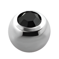 Labret piercing met zwart kristallen baltop – zilverkleurig chirurgisch staal
