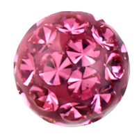 Zilverkleurige labret met roze kristallen bal van chirurgisch staal