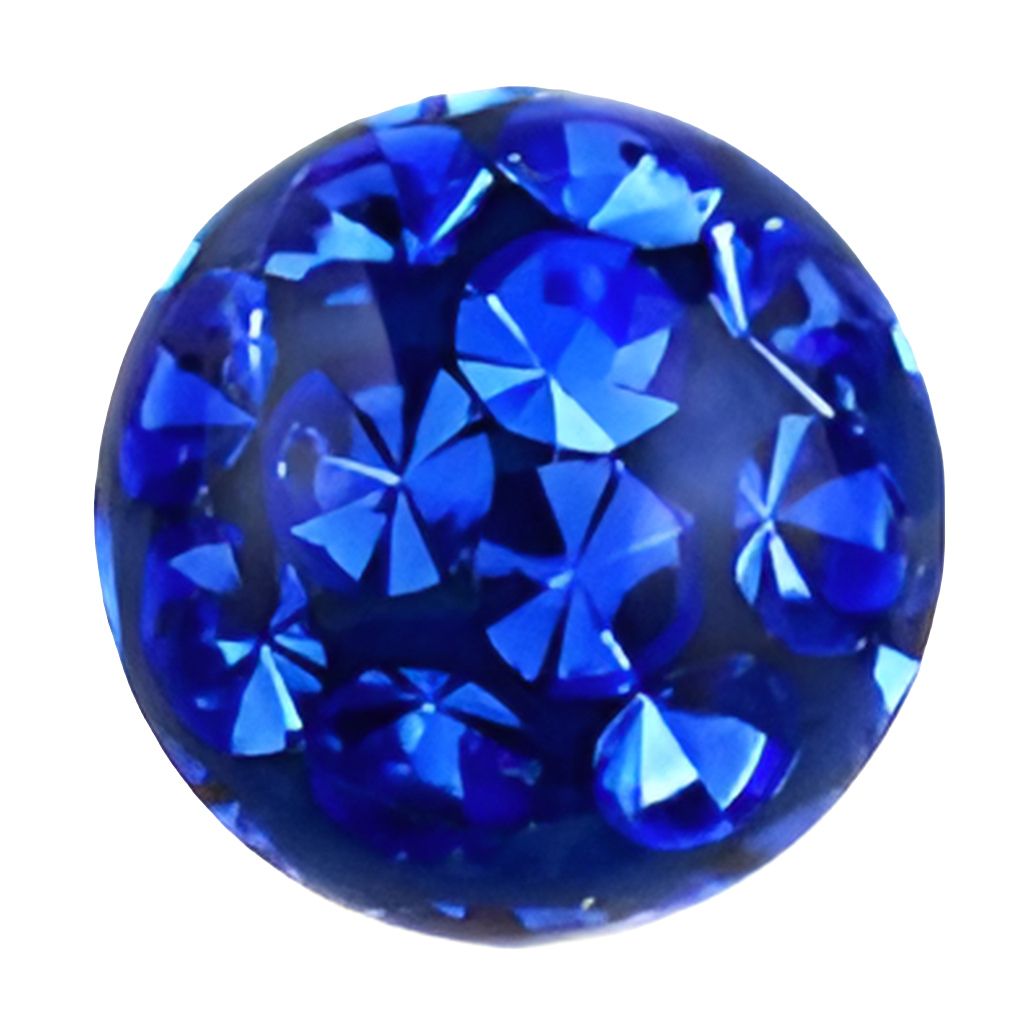 Zilverkleurige labret met blauw kristallen bal van chirurgisch staal