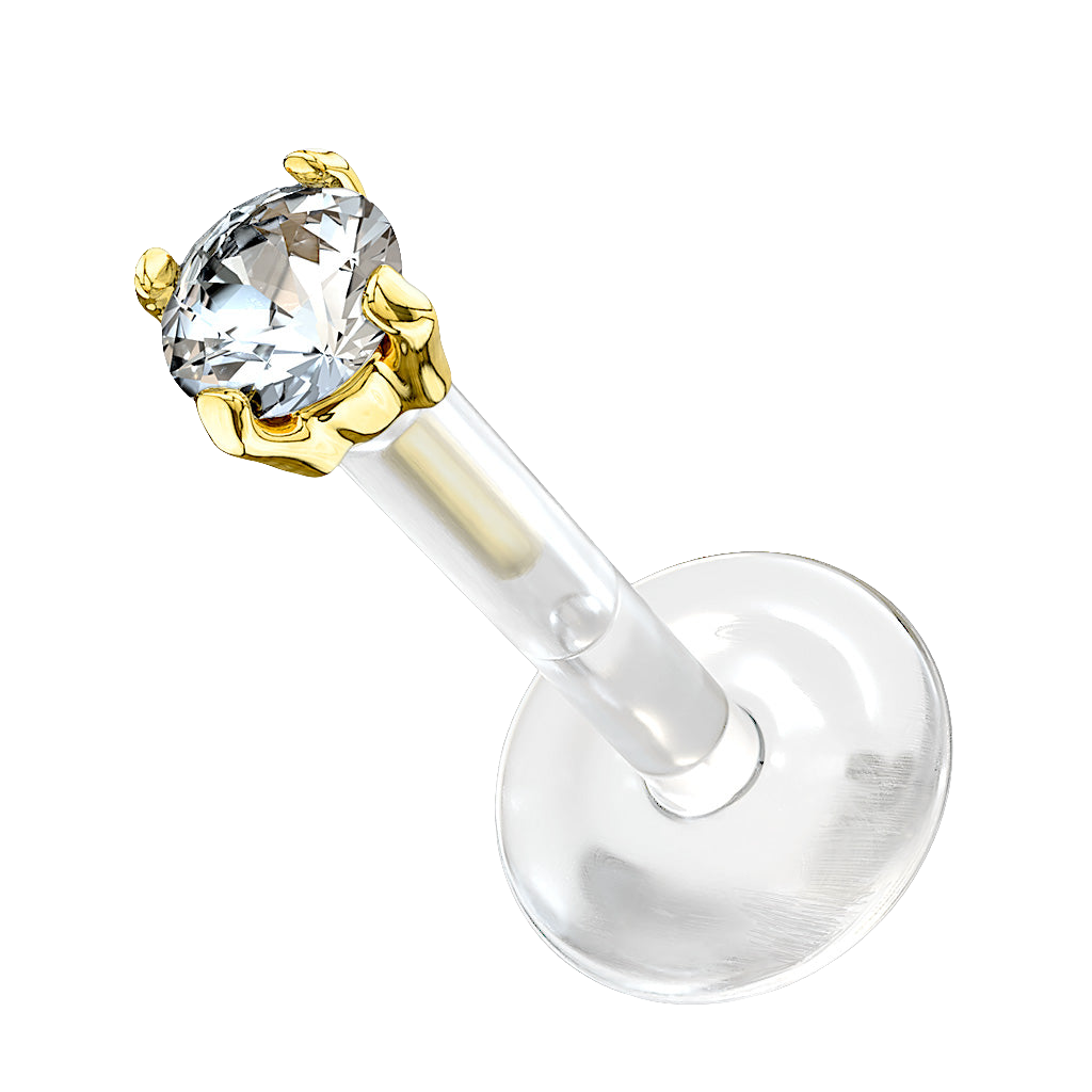 Labret Bioflex Goud Zirconia Steen - 14Kt Goud