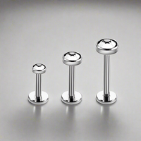Labret piercing van titanium met disctop in zilverkleur – minimalistisch en comfortabel ontwerp.