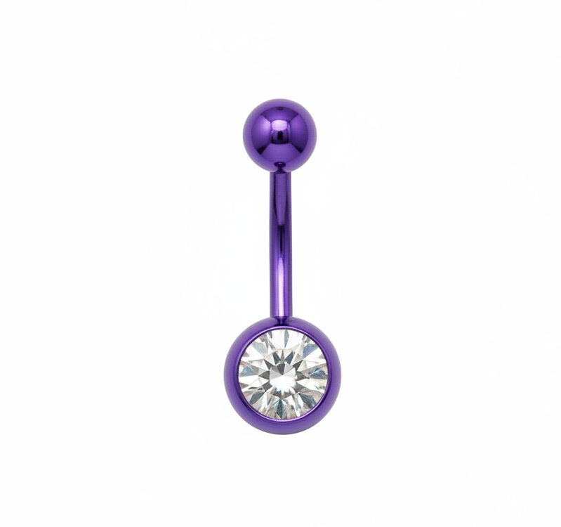 Piercing de ombligo en forma de Z, color morado brillante - Acero quirúrgico