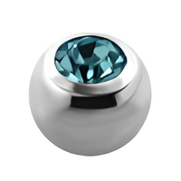 Labret met licht blauwe kristallen baltop – zilverkleurig chirurgisch staal
