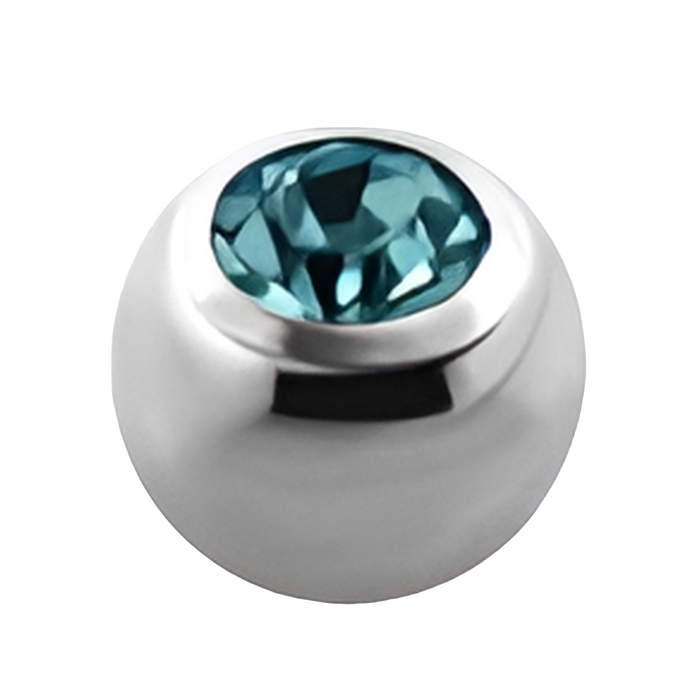 Labret met licht blauwe kristallen baltop – zilverkleurig chirurgisch staal