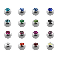 Labret met kleine kristallen baltop in zilverkleur – beschikbaar in meerdere kleuren, gemaakt van chirurgisch staal.