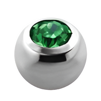 Labret piercing met groen kristallen baltop – zilverkleurig chirurgisch staal