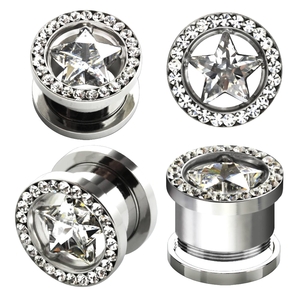 Túnel Estrella Cristal Color Plata – Acero Quirúrgico