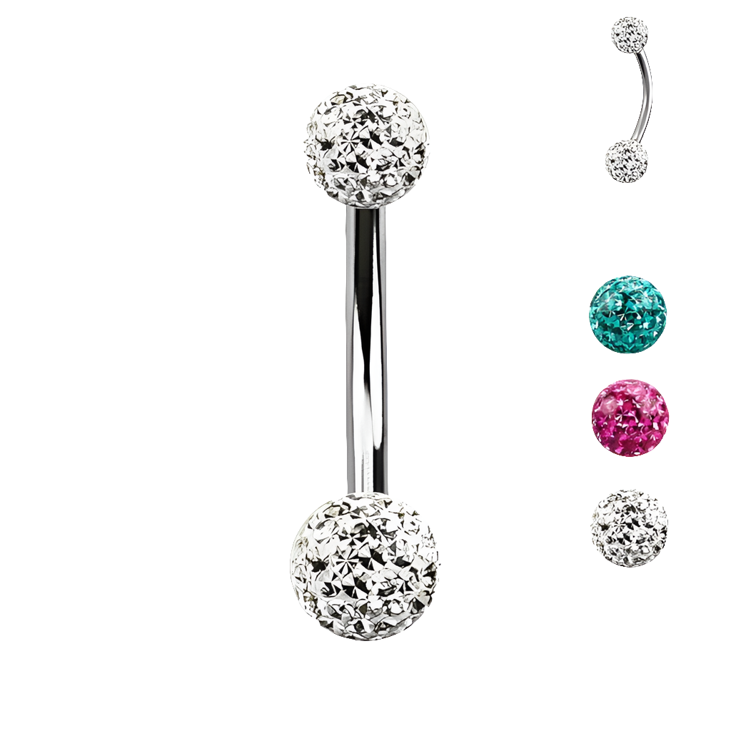 Piercing para ombligo con múltiples cristales - 11 colores a elegir - Acero quirúrgico