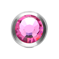 Zilverkleurige labret met groot roze kristal van chirurgisch staal – glanzend en chic