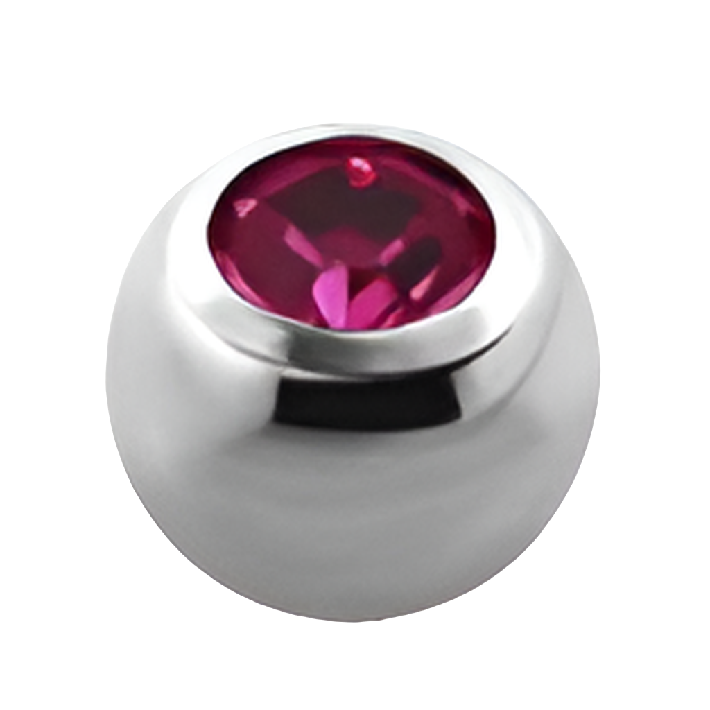 Labret met roze kristallen baltop – zilverkleurig chirurgisch staal