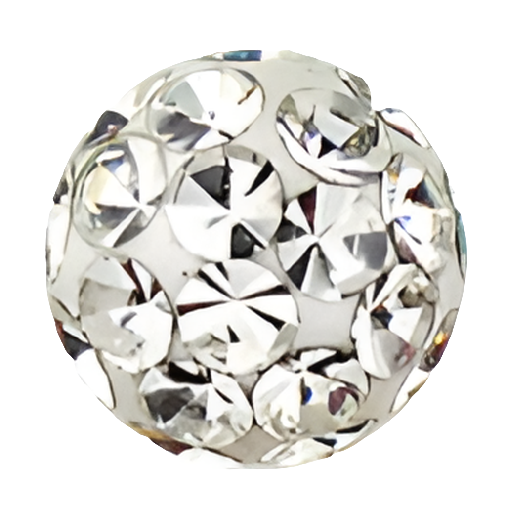 Zilverkleurige labret met clear kristallen bal van chirurgisch staal