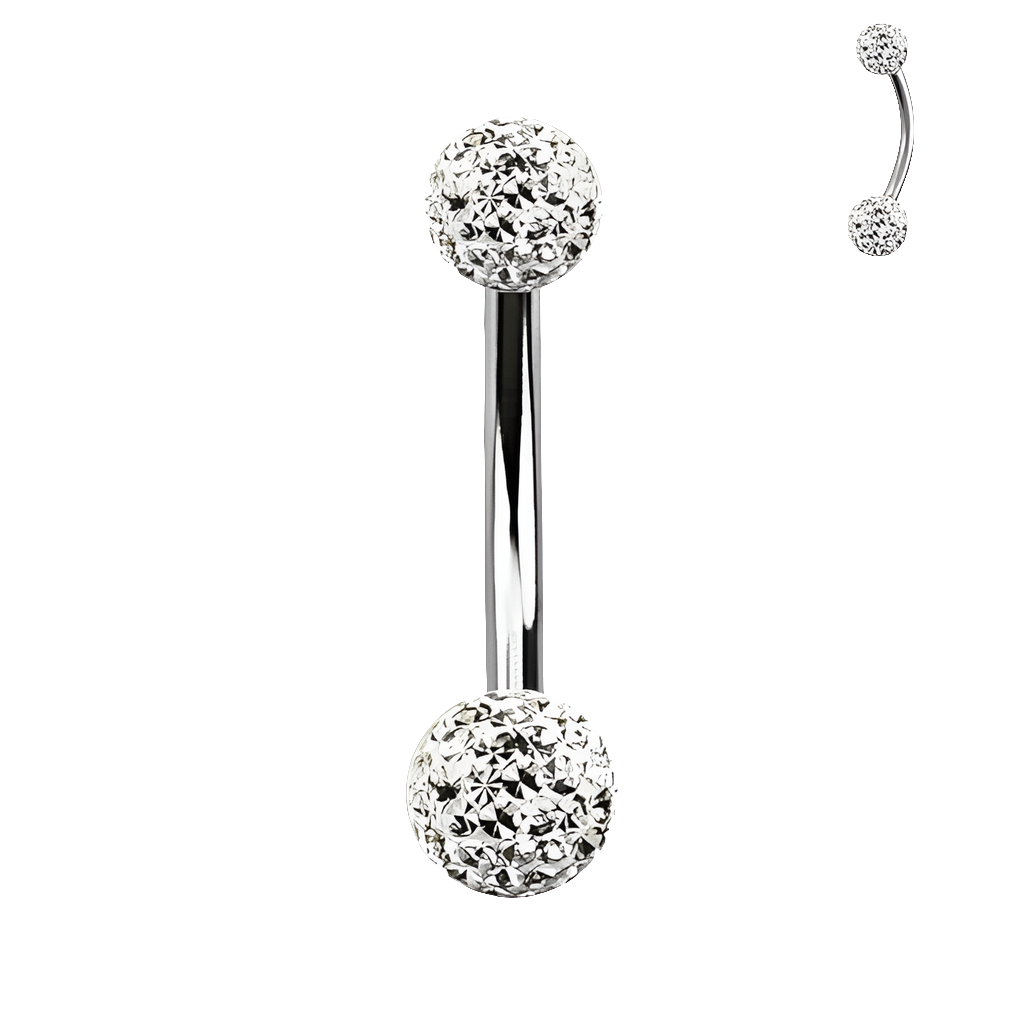 Piercing para ombligo multicristal pequeño color plata – Titanio