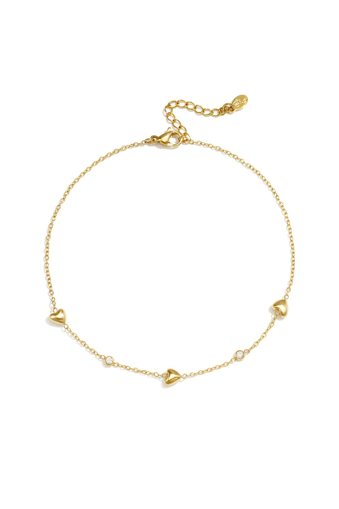 Elegant Gold Color Heart Ankle Bracelet for Summer
