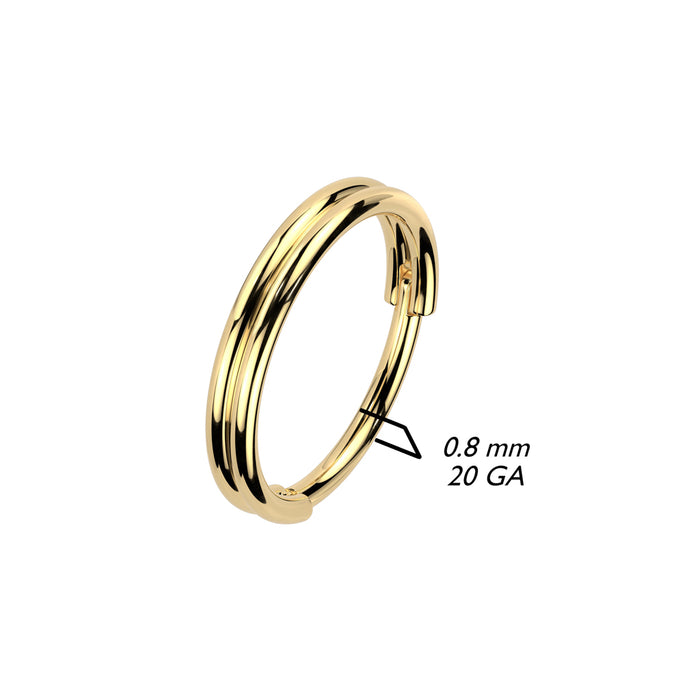 Goudkleurige dubbele klikring, 0.8mm diameter, geschikt voor neus of oor