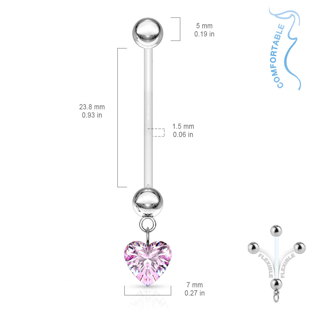 Zwangerschap Navelpiercing roze hartje bioflex maat