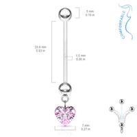 Zwangerschap Navelpiercing roze hartje bioflex maat