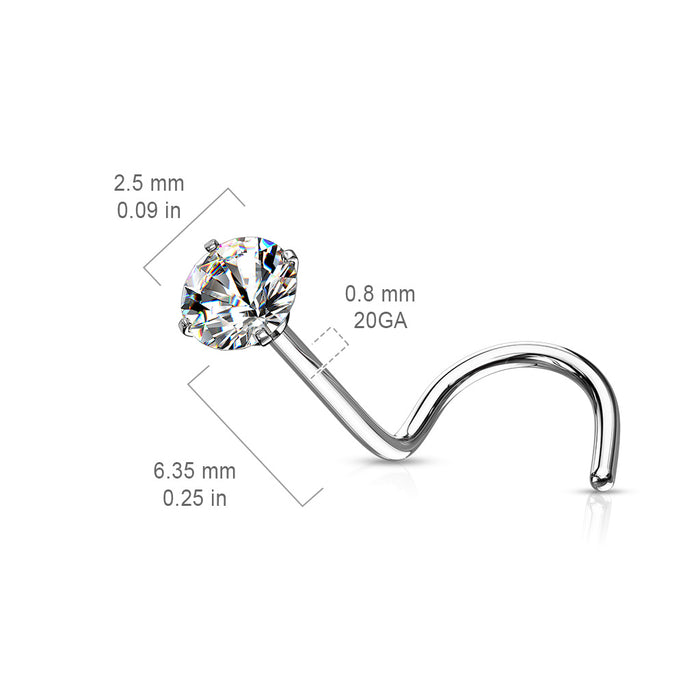 Neuspiercing met 6,35 mm lengte, 2,5 mm zirconia en 0.8 mm diameter