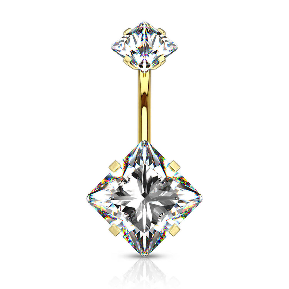 Piercing de ombligo grande de cristal dorado – Acero quirúrgico