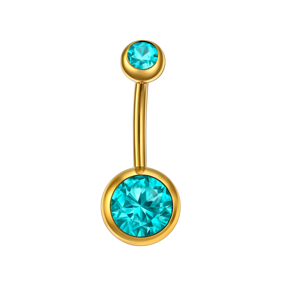 Navelpiercing Dubbel Zirconia Turquoise - Chirurgisch Staal