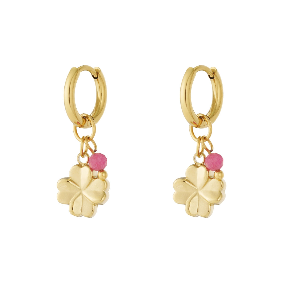 Oorbellen Flower Power Roze Goudkleurig - Roestvrij Staal