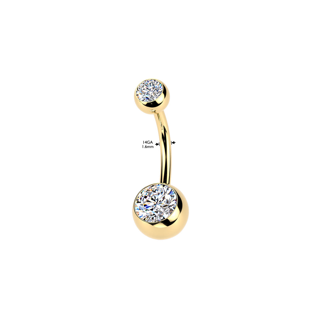 Piercing de ombligo con rosca interna, color dorado y titanio