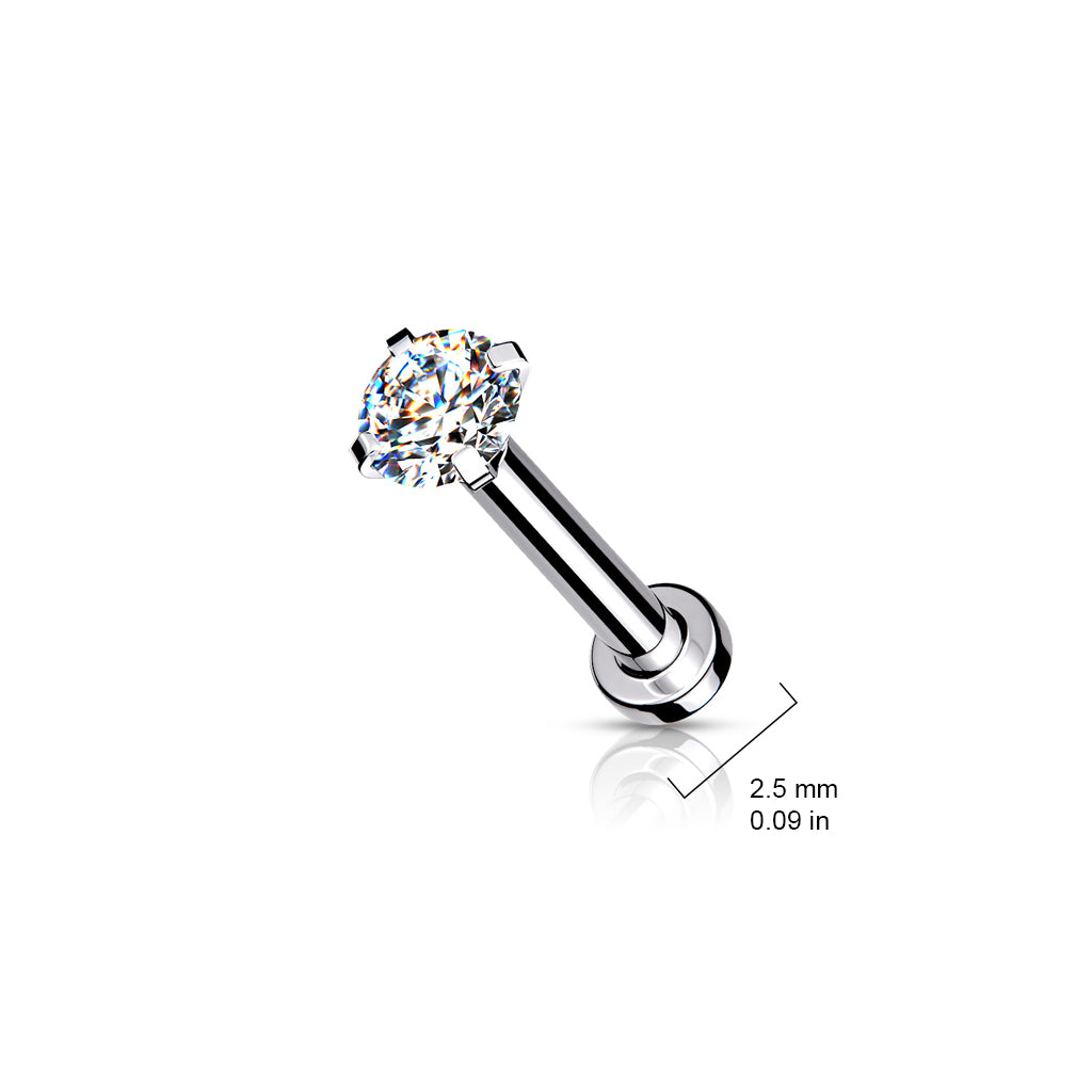 Labret Micro Base Zirconia Transparente Color Plata - Acero Quirúrgico