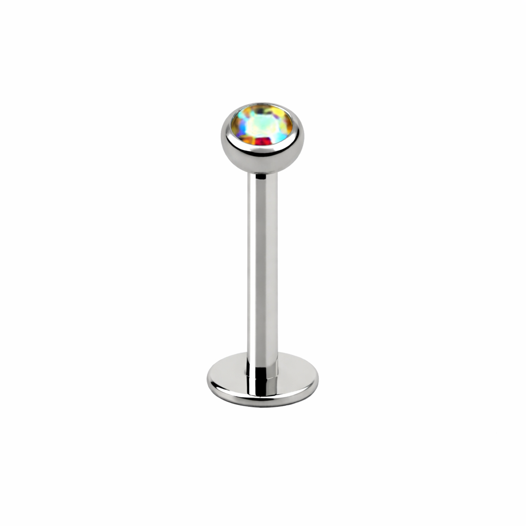 Labret Grote Kristal ABClear Zilverkleurig - Chirurgisch Staal