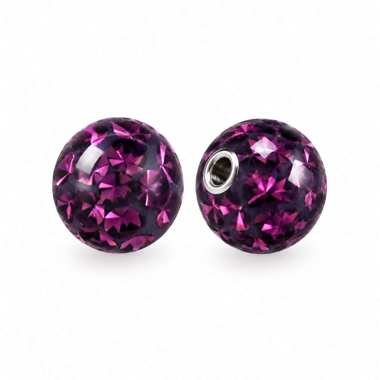 Balletje 1.6 mm Multi Kristal Paars - Chirurgisch Staal & Resin