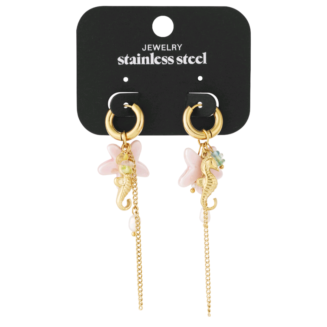 Pendientes de estrella de caramelo - Acero inoxidable y diamantes de imitación