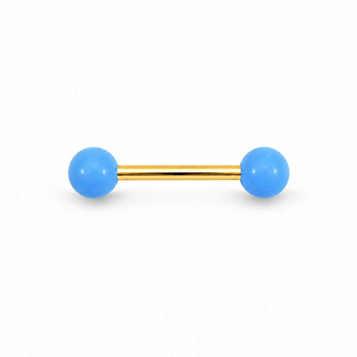 Barbell Staal Licht Blauw Goudkleurig - Chirurgisch Staal & Acryl