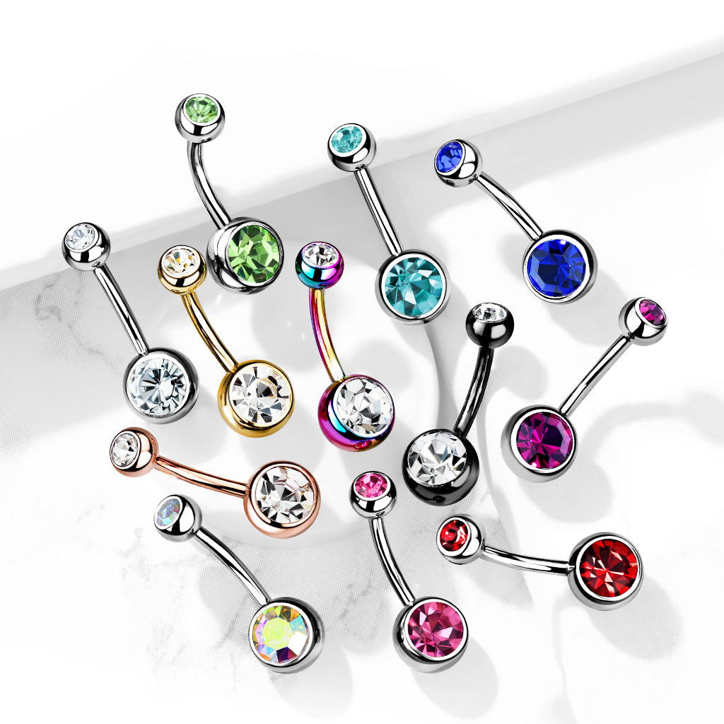 Navelpiercing Regenboog Kristal - Chirurgisch staal