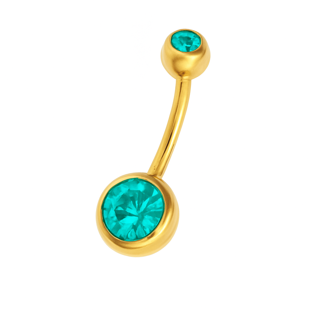 Navelpiercing Dubbel Zirconia Turquoise - Chirurgisch Staal