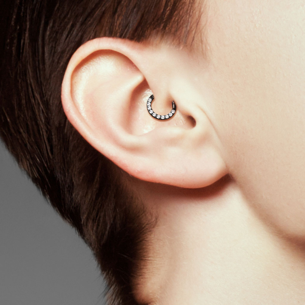 Anillo Click Frontal Zirconia Color Oro - Acero Quirúrgico