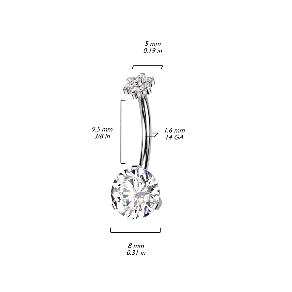 Navelpiercing Bloem Top Zilverkleurig – Titanium