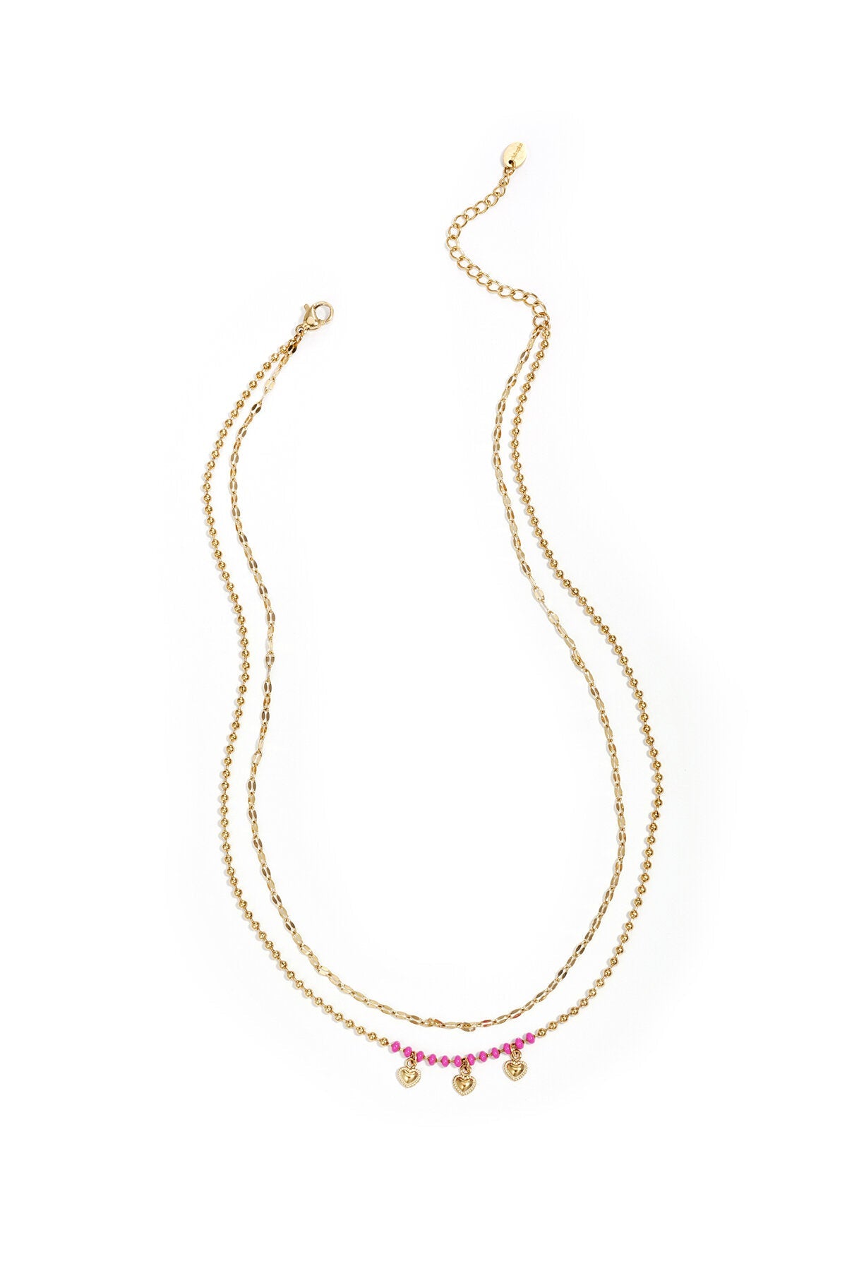 Ketting Dubbel Small Heart Goudkleurig Club Spice™ - Roestvrij Staal