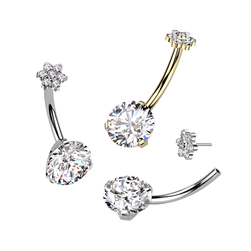 Navelpiercing Bloem Top Zilverkleurig – Titanium