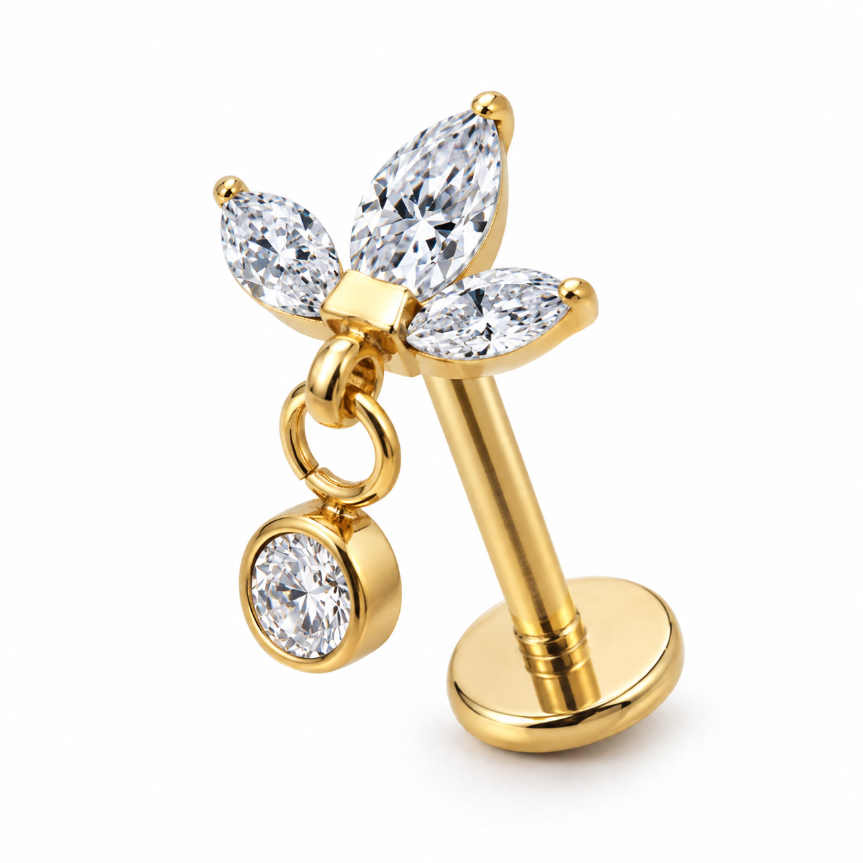 Colgante Labret Titanio Marquesa Color Dorado