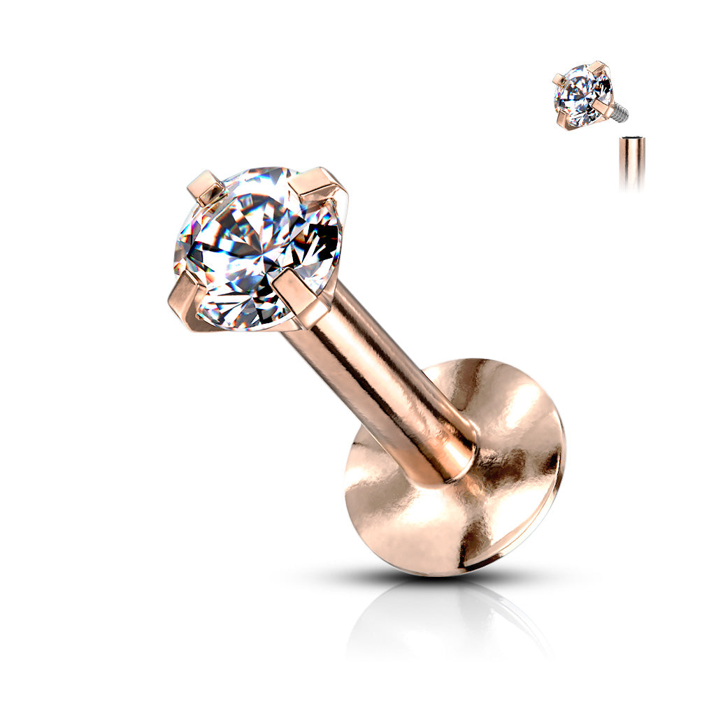 Labret Zirconia Rosé - Acero Quirúrgico