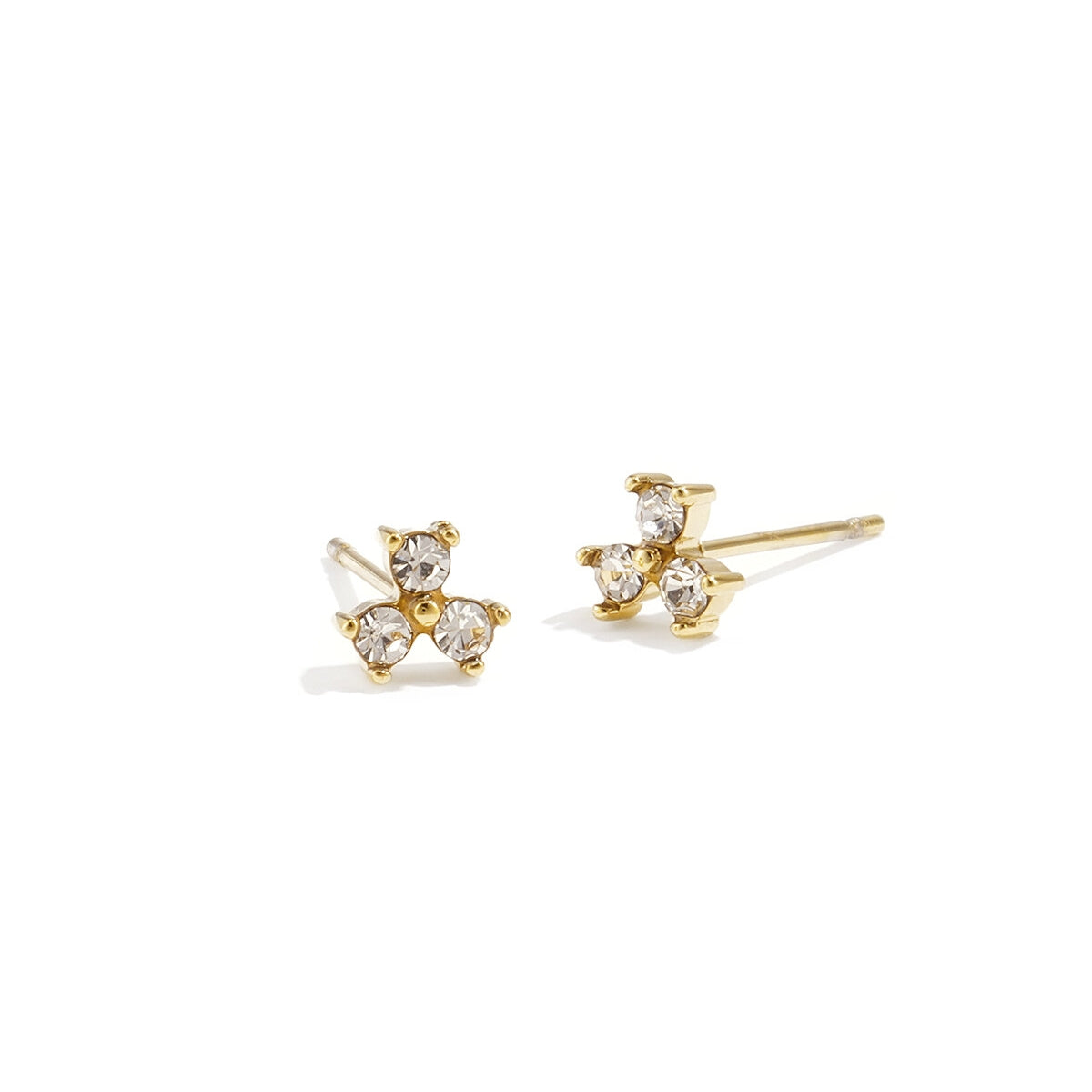 Pendientes Flores Circonitas Color Dorado - Acero Inoxidable