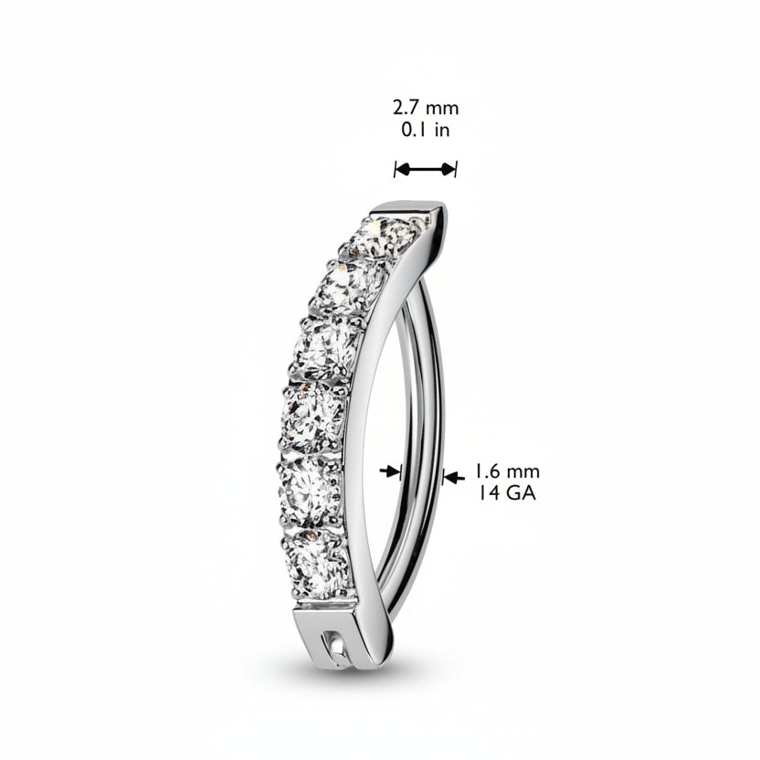 Navelpiercing Klikker Zirconia Small Zilverkleurig - Titanium