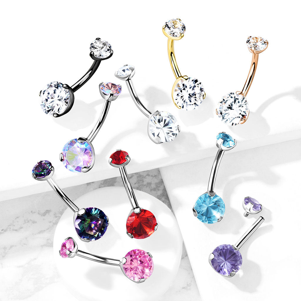 Piercing de ombligo Zirconia PVD Dorado - Titanio
