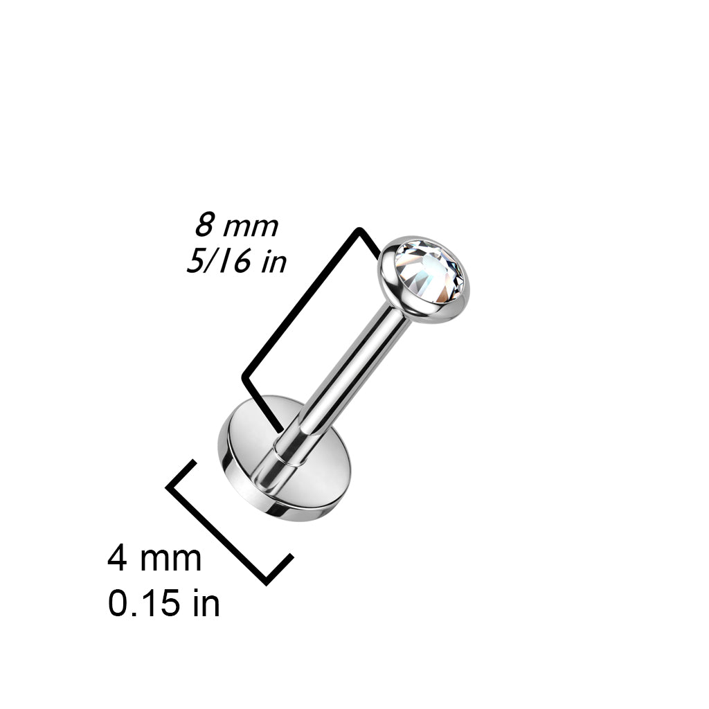 Piercing para labio con parte superior de ópalo rosa/morado plateado - Titanio